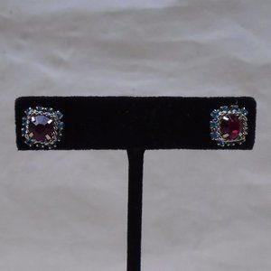 Anthropologie Square Sparkle Blue Rhinestone Stat… - image 1